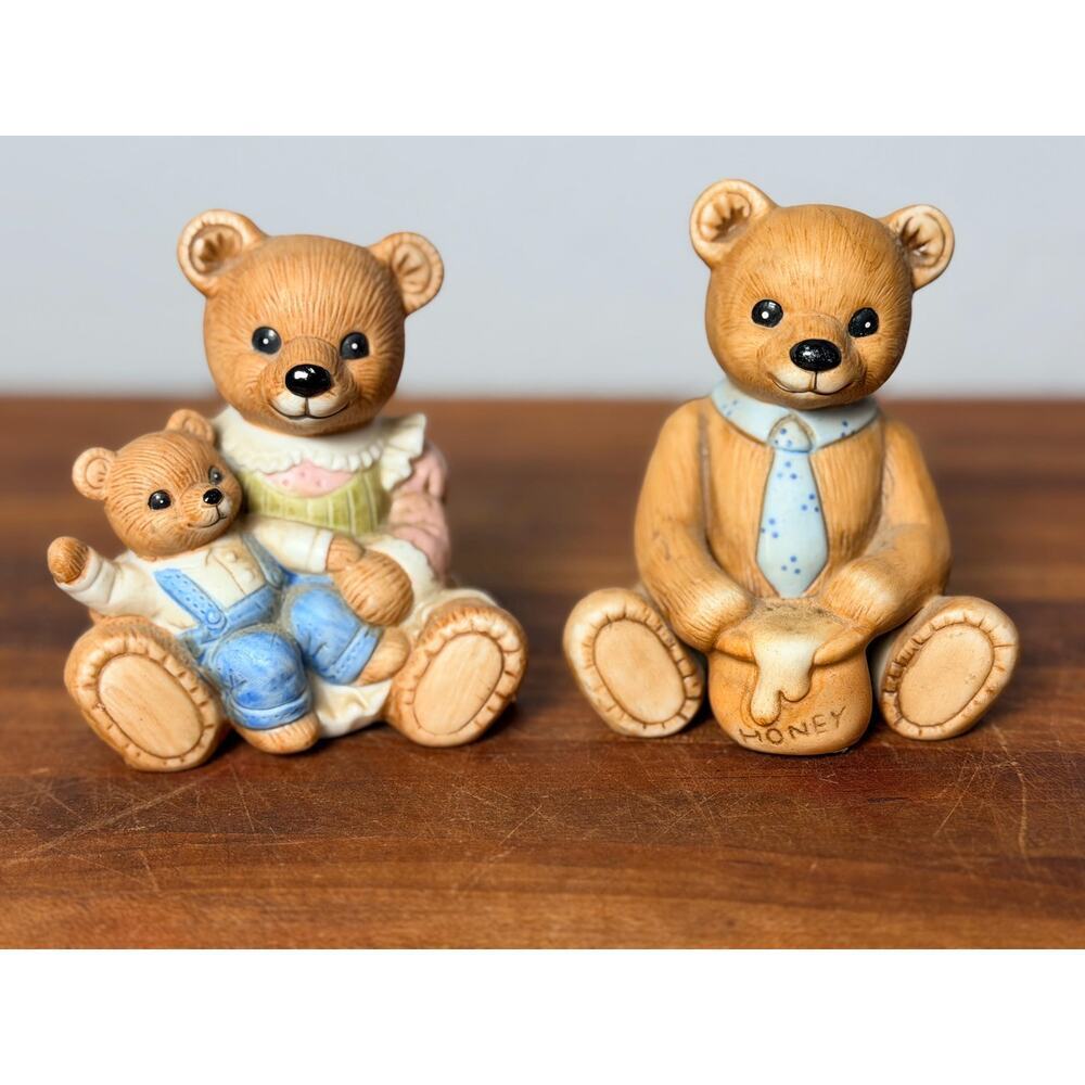 Vintage HOMCO Teddy Bear Figurines Set: Mama Bear, Honey Pot (Pair) - Picture 4 of 9